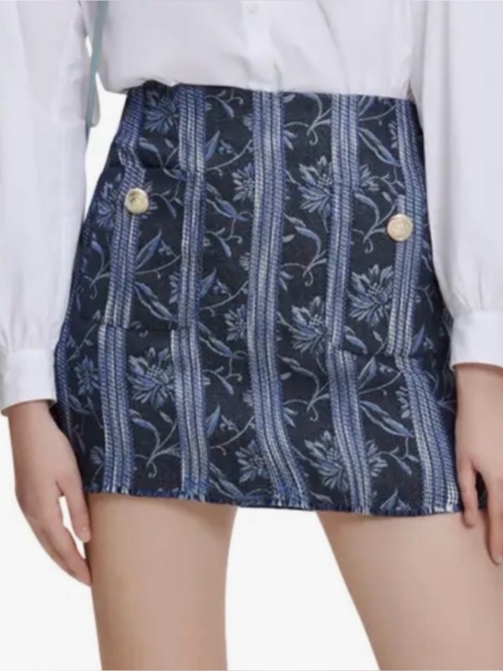 NWT Maje Navy Floral Mini Skirt